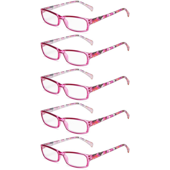 Eyekeeper - 5 Pack Reading Glasses With Pattern Temples Rt1803