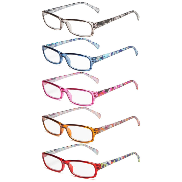 Eyekeeper - 5 Pack Reading Glasses With Pattern Temples Rt1803