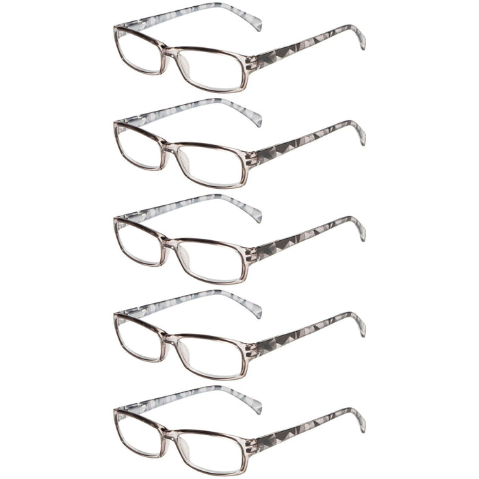 Eyekeeper - 5 Pack Reading Glasses With Pattern Temples Rt1803