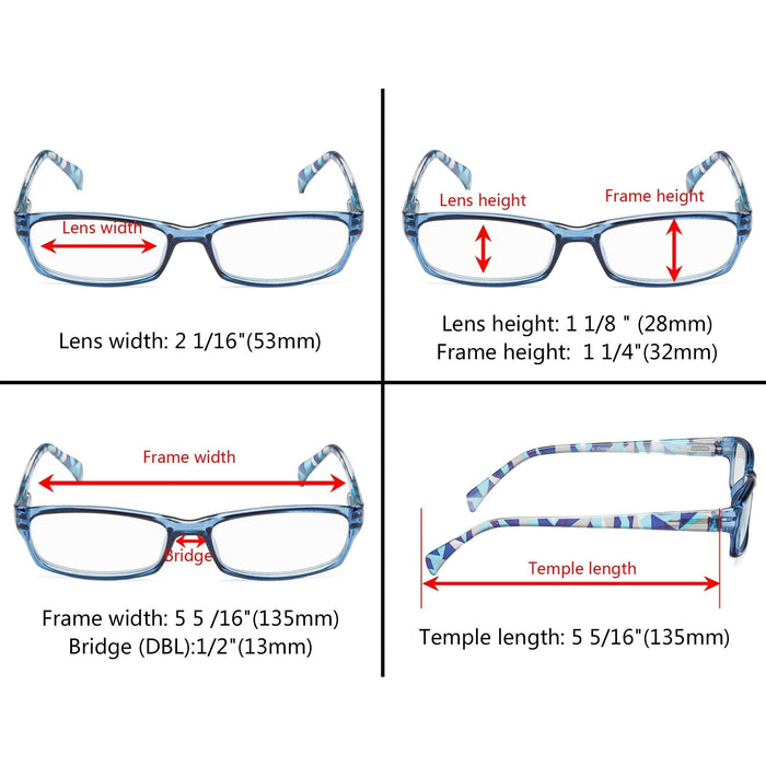 Eyekeeper - 5 Pack Reading Glasses With Pattern Temples Rt1803