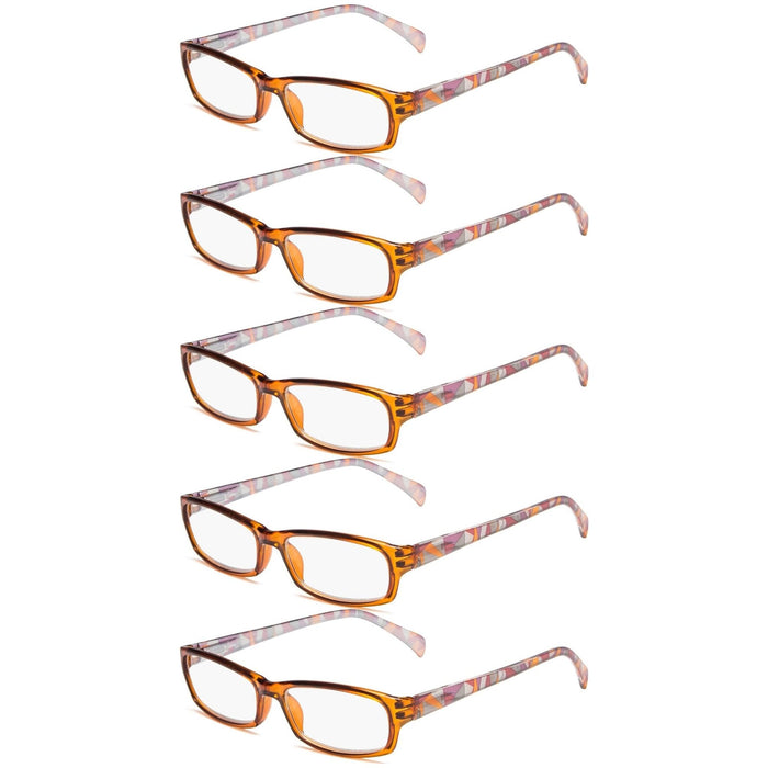 Eyekeeper - 5 Pack Reading Glasses With Pattern Temples Rt1803