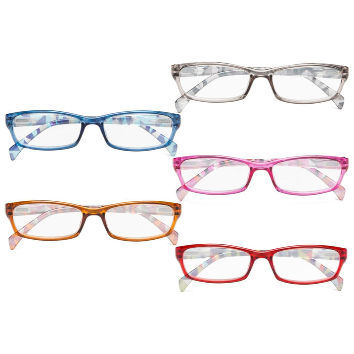 Eyekeeper - 5 Pack Reading Glasses With Pattern Temples Rt1803