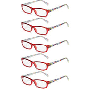 eyekeeper.com 5 Pack Rectangle Reading Glasses with Pattern Temples RT1803 Eyeglasses