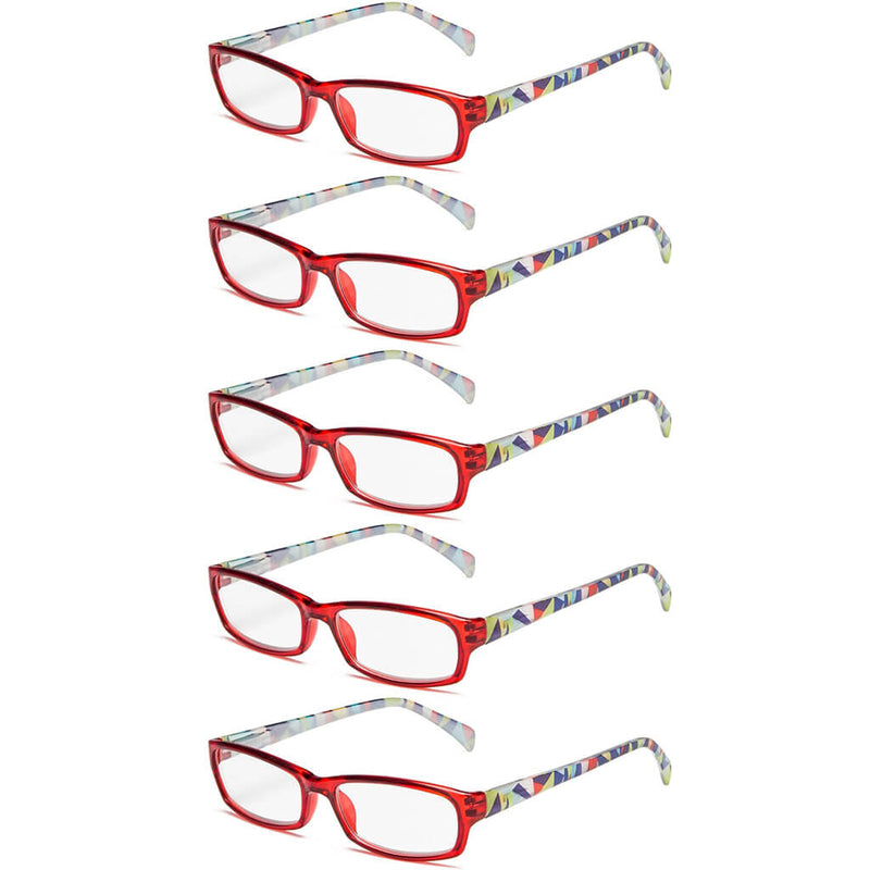 eyekeeper.com 5 Pack Rectangle Reading Glasses with Pattern Temples RT1803 Eyeglasses