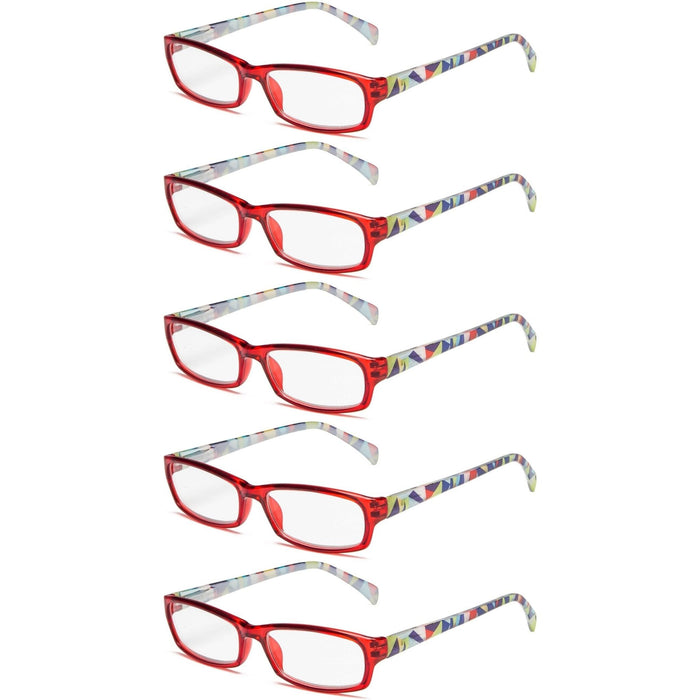 Eyekeeper - 5 Pack Reading Glasses With Pattern Temples Rt1803