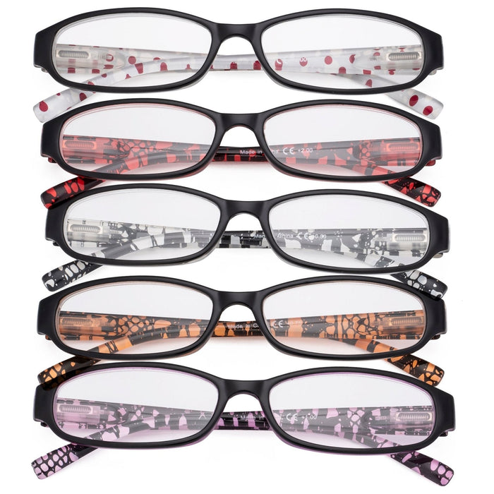 Eyekeeper - 5 Pack Ladies Reading Glasses With Polka Dots Arms R9104P