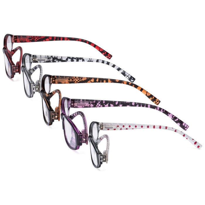 Eyekeeper - 5 Pack Ladies Reading Glasses With Polka Dots Arms R9104P