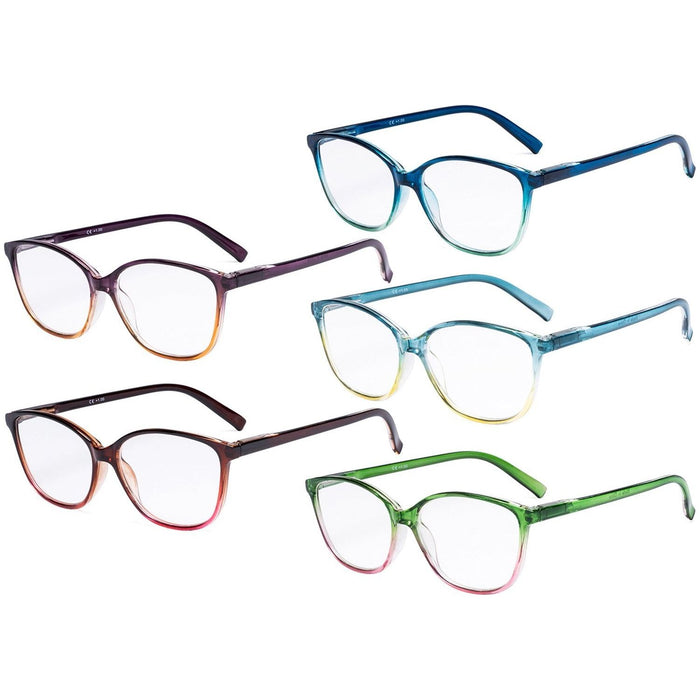 Eyekeeper - 5 Pack Two-Tone Stylish Reading Glasses Rfh2-A