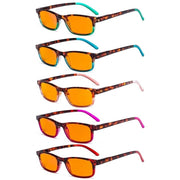 eyekeeper.com 5 Pack Rectangle Blue Light Blocking Readers DS111D Eyeglasses