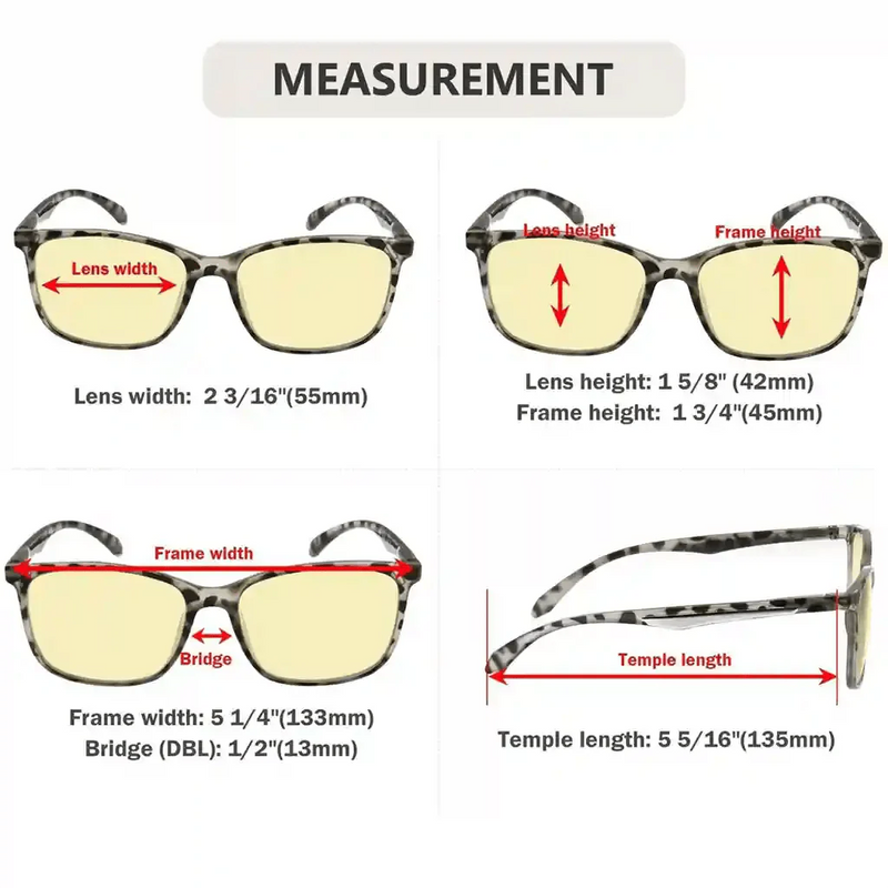 eyekeeper.com 5 Pack Rectangle Blue Light Blocking Readers TM9113 Eyeglasses