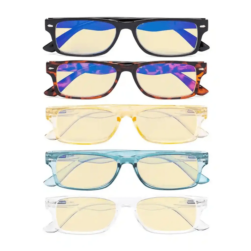 eyekeeper.com 5 Pack Rectangle Blue Light Blocking Reading Glasses TM066 Eyeglasses