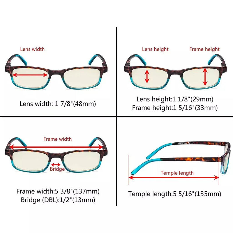 eyekeeper.com 5 Pack Rectangle Blue Light Filter Glasses CG111 Eyeglasses