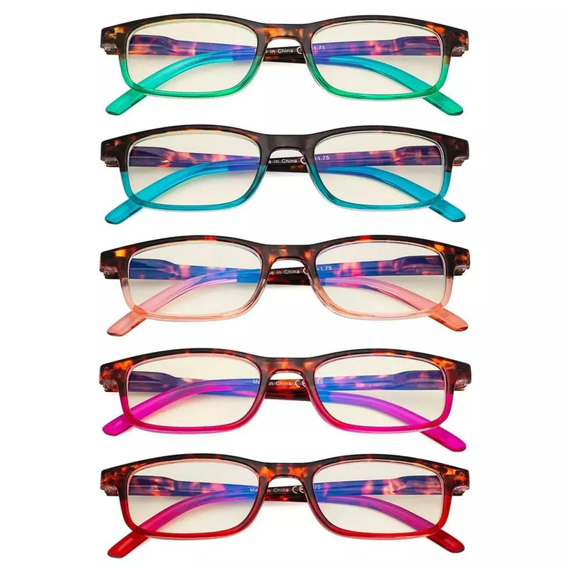 eyekeeper.com 5 Pack Rectangle Blue Light Filter Glasses CG111 Eyeglasses