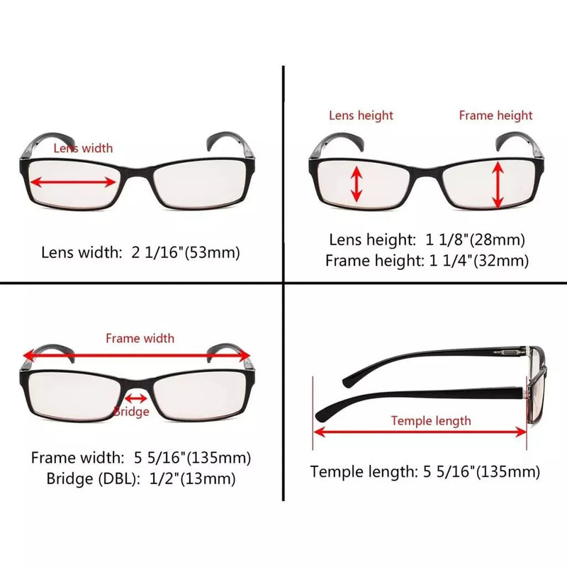 eyekeeper.com 5 Pack Rectangle Blue Light Filter Reading Glasses CG178 Eyeglasses