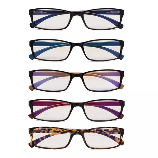 eyekeeper.com 5 Pack Rectangle Blue Light Filter Reading Glasses CG178 Eyeglasses
