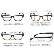 eyekeeper.com 5 Pack Rectangle Blue Light Filter Reading Glasses UVR090 Eyeglasses