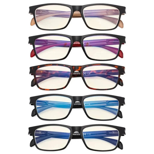 eyekeeper.com 5 Pack Rectangle Blue Light Filter Reading Glasses UVR090 Eyeglasses