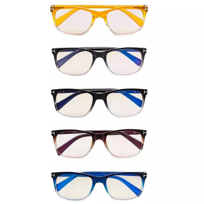 eyekeeper.com 5 Pack Rectangle Blue Light Filter Reading Glasses UVR150 Eyeglasses
