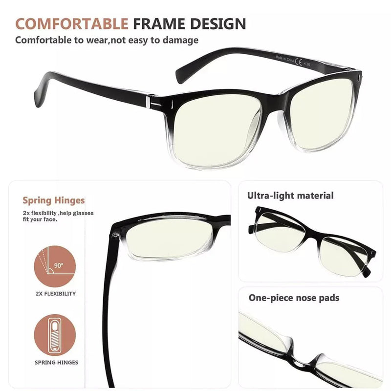 eyekeeper.com 5 Pack Rectangle Blue Light Filter Reading Glasses UVR150 Eyeglasses