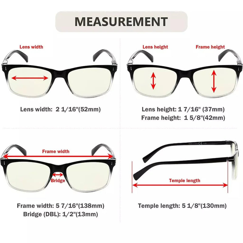 eyekeeper.com 5 Pack Rectangle Blue Light Filter Reading Glasses UVR150 Eyeglasses