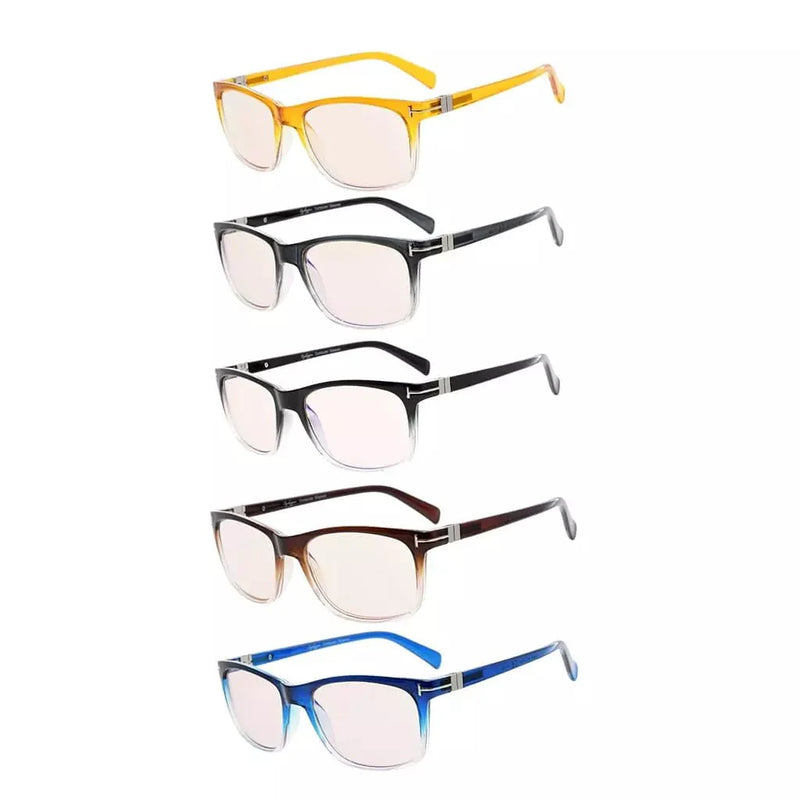 eyekeeper.com 5 Pack Rectangle Blue Light Filter Reading Glasses UVR150 Eyeglasses