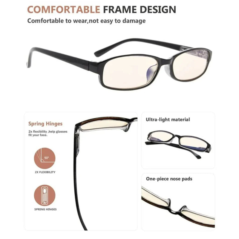 eyekeeper.com 5 Pack Rectangle Blue Light Filter Reading Glasses UVR908K Eyeglasses