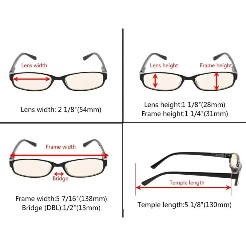 eyekeeper.com 5 Pack Rectangle Blue Light Filter Reading Glasses UVR908K Eyeglasses