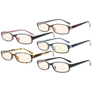 eyekeeper.com 5 Pack Rectangle Blue Light Filter Reading Glasses UVR908K Eyeglasses