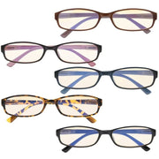 eyekeeper.com 5 Pack Rectangle Blue Light Filter Reading Glasses UVR908K Eyeglasses