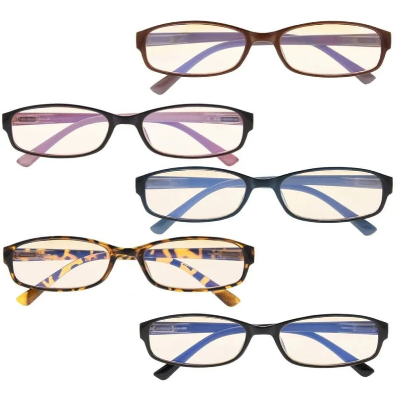 eyekeeper.com 5 Pack Rectangle Blue Light Filter Reading Glasses UVR908K Eyeglasses