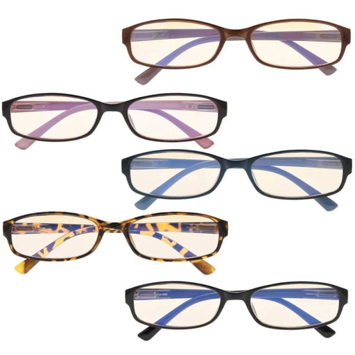 eyekeeper.com 5 Pack Rectangle Blue Light Filter Reading Glasses UVR908K Eyeglasses