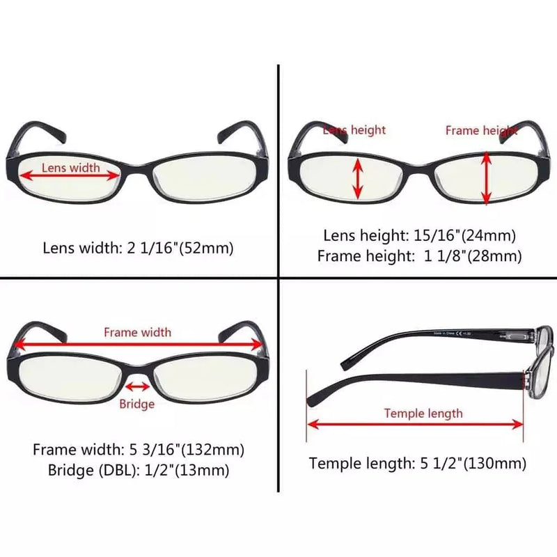 eyekeeper.com 5 Pack Rectangle Blue Light Filter Reading Glasses UVR9104K Eyeglasses