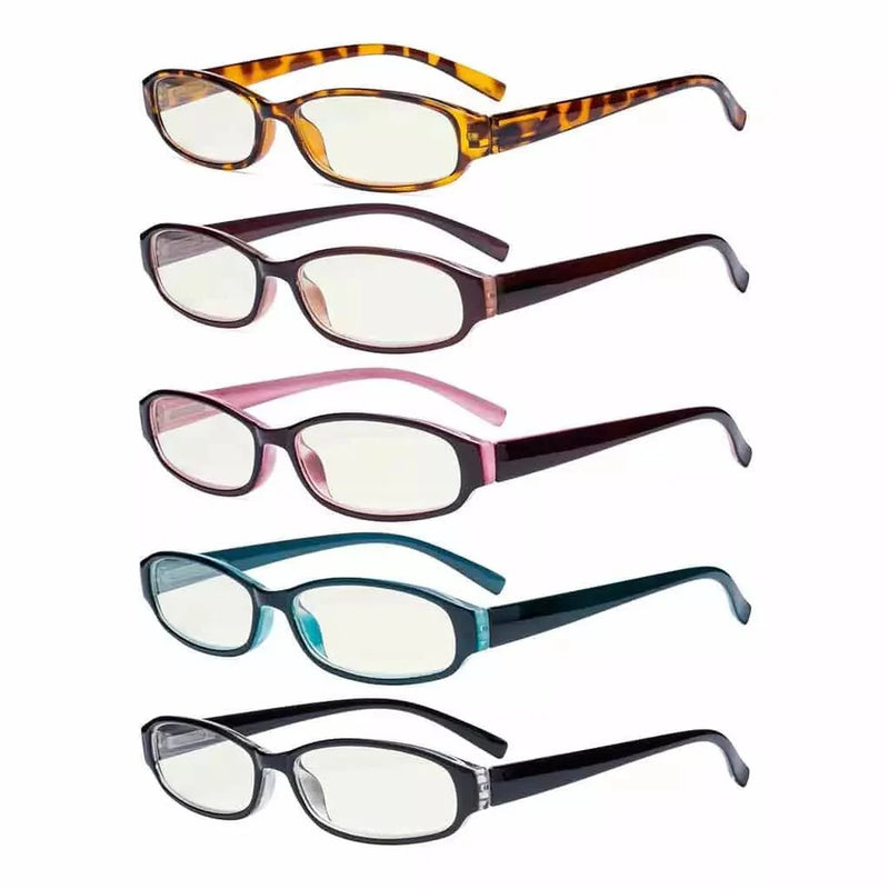 eyekeeper.com 5 Pack Rectangle Blue Light Filter Reading Glasses UVR9104K Eyeglasses