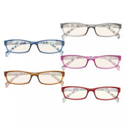eyekeeper.com 5 Pack Rectangle Blue Light Filter Reading Glasses UVRT1803 Eyeglasses