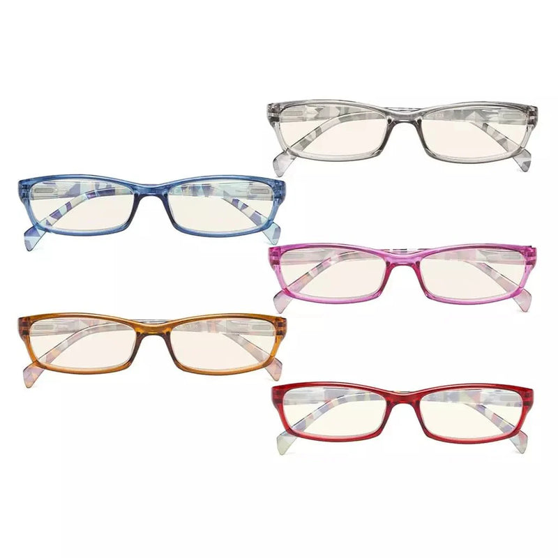 eyekeeper.com 5 Pack Rectangle Blue Light Filter Reading Glasses UVRT1803 Eyeglasses