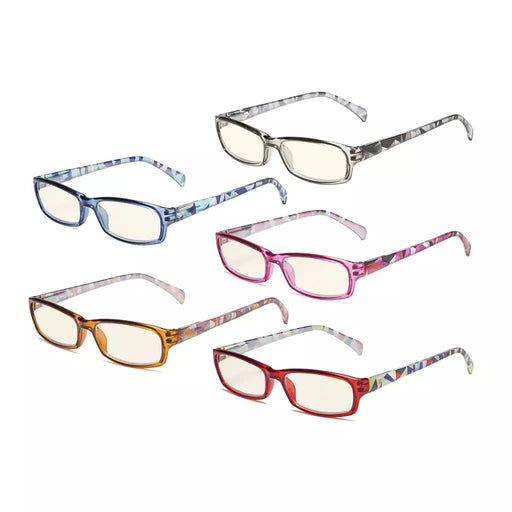 eyekeeper.com 5 Pack Rectangle Blue Light Filter Reading Glasses UVRT1803 Eyeglasses