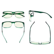 eyekeeper.com 5 Pack Rectangle Blue Light Filter Reading Glasses UVRT1805 Eyeglasses