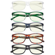 eyekeeper.com 5 Pack Rectangle Blue Light Filter Reading Glasses UVRT1805 Eyeglasses