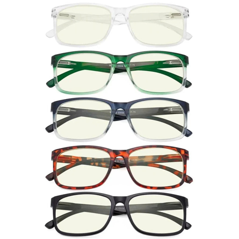 eyekeeper.com 5 Pack Rectangle Blue Light Filter Reading Glasses UVRT1805 Eyeglasses