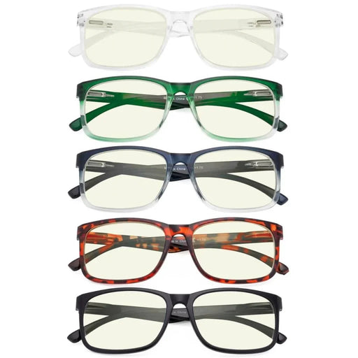 eyekeeper.com 5 Pack Rectangle Blue Light Filter Reading Glasses UVRT1805 Eyeglasses