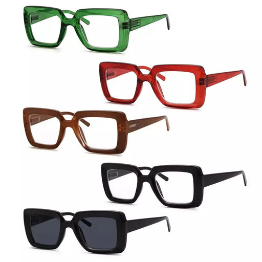 eyekeeper.com 5 Pack Rectangle Funky Reading Glasses Trendy Readers R2101 Eyeglasses