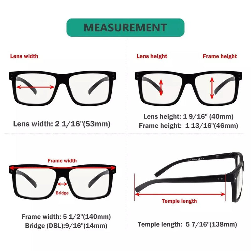 eyekeeper.com 5 Pack Rectangle Progressive Multifocus Reading Glasses M2142 Eyeglasses
