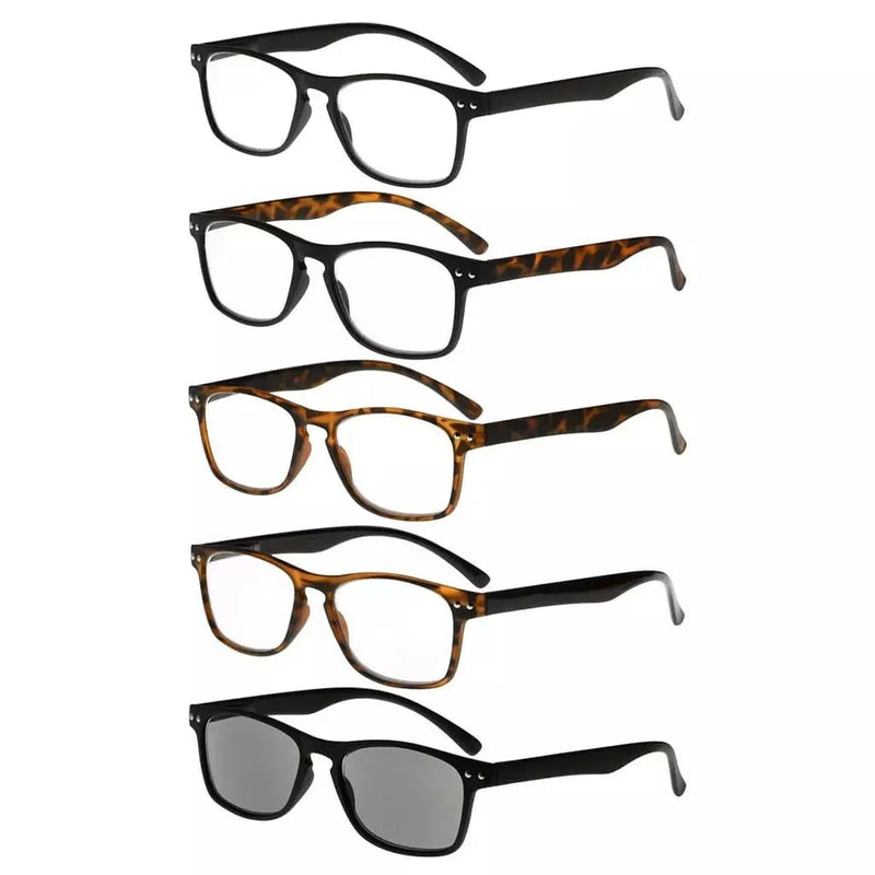 eyekeeper.com 5 Pack Rectangle Readers Vintage Reading Sunglasses R046 Eyeglasses