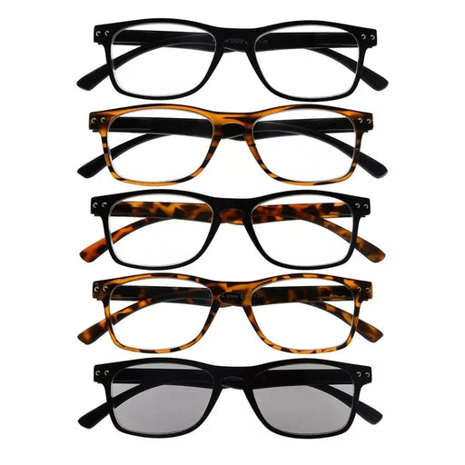 eyekeeper.com 5 Pack Rectangle Readers Vintage Reading Sunglasses R046 Eyeglasses