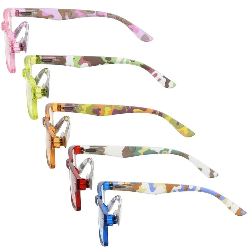 eyekeeper.com 5 Pack Rectangle Reading Glasses Camouflage Temples R066C Eyeglasses