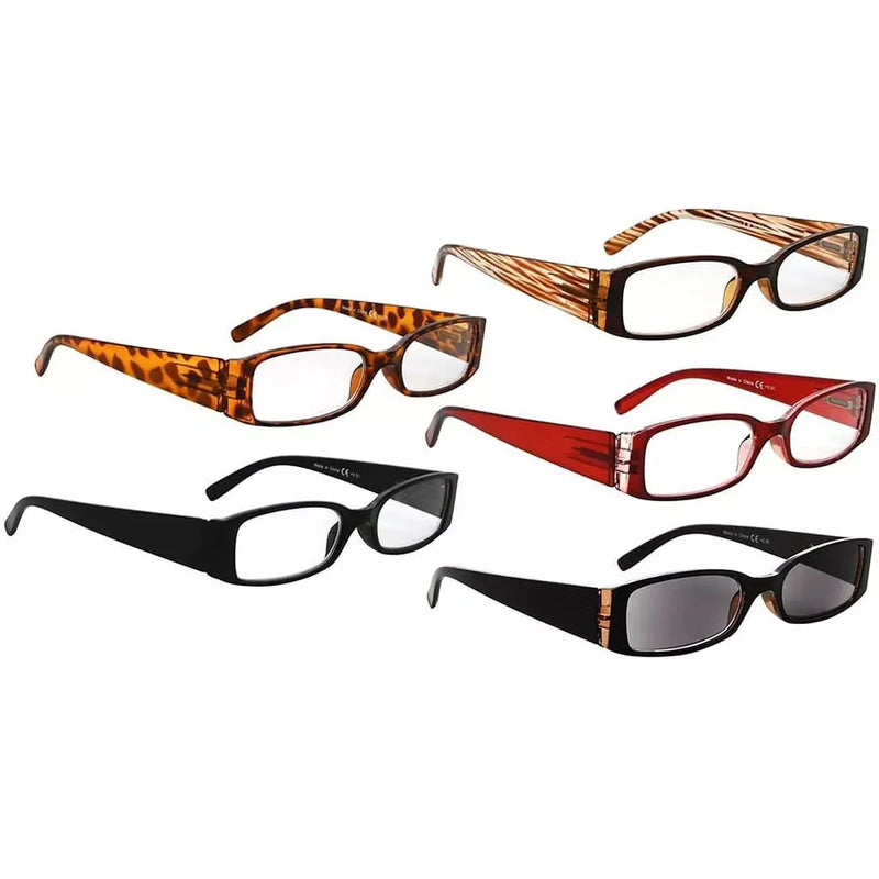 eyekeeper.com 5 Pack Rectangle Reading Glasses Chic Readers 3-R040 Eyeglasses