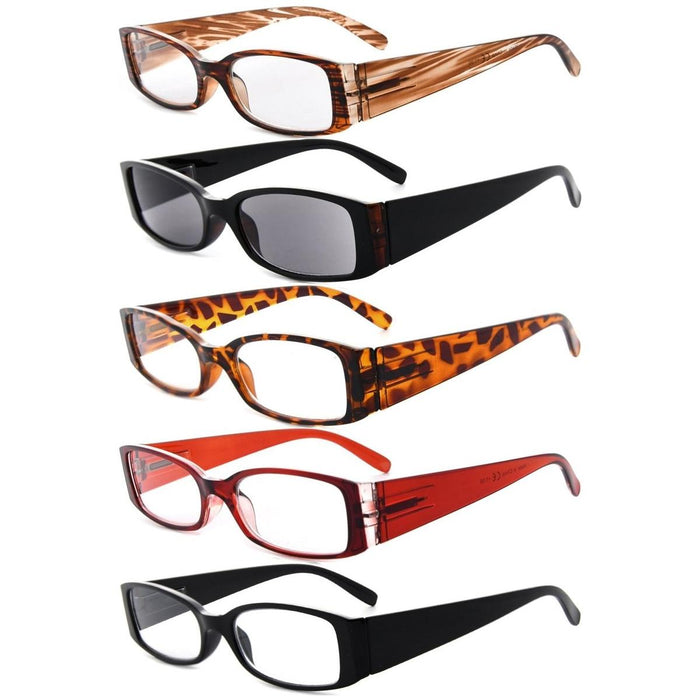 Eyekeeper - 5 Pack Rectangle Stylish Reading Glasses R040-A