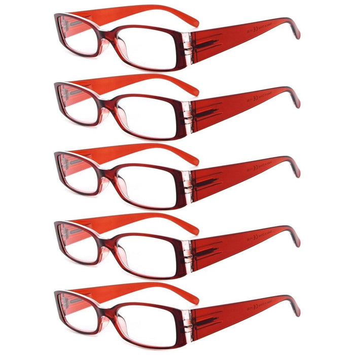 Eyekeeper - 5 Pack Rectangle Stylish Reading Glasses R040-A