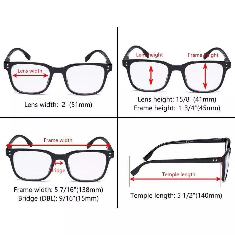 eyekeeper.com 5 Pack Rectangle Reading Glasses Stylish Readers RT1804 Eyeglasses
