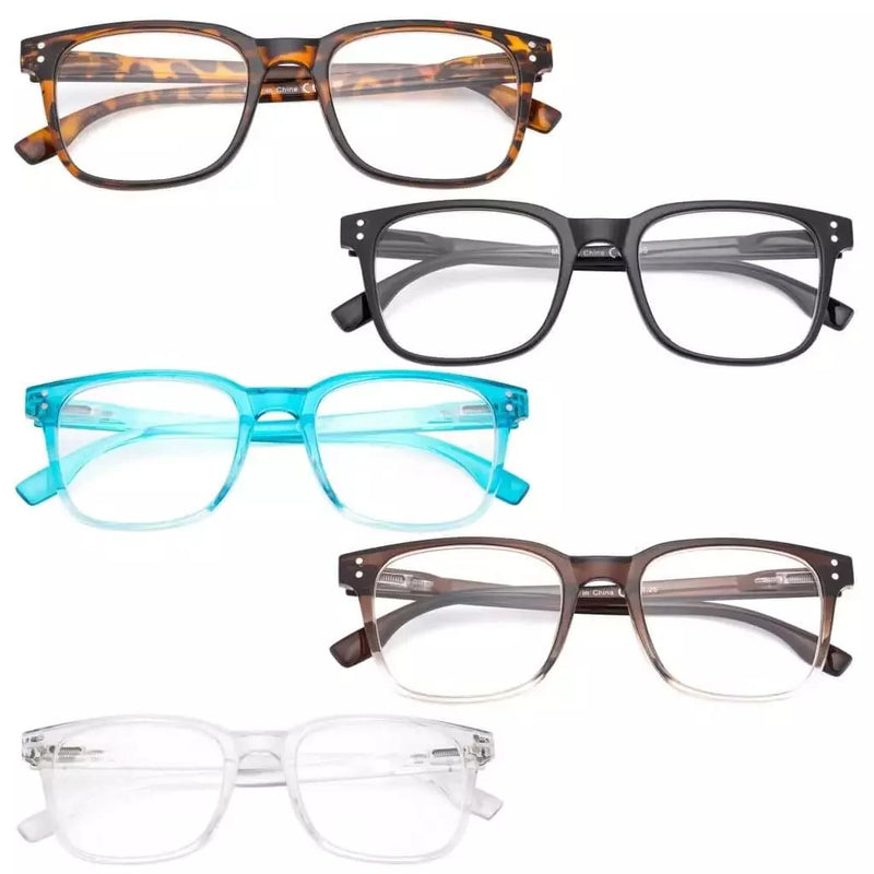 eyekeeper.com 5 Pack Rectangle Reading Glasses Stylish Readers RT1804 Eyeglasses